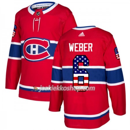 Miehille NHL Montreal Canadiens Pelipaita Shea Weber 6 Adidas 2017-2018 Punainen USA Flag Fashion Authentic